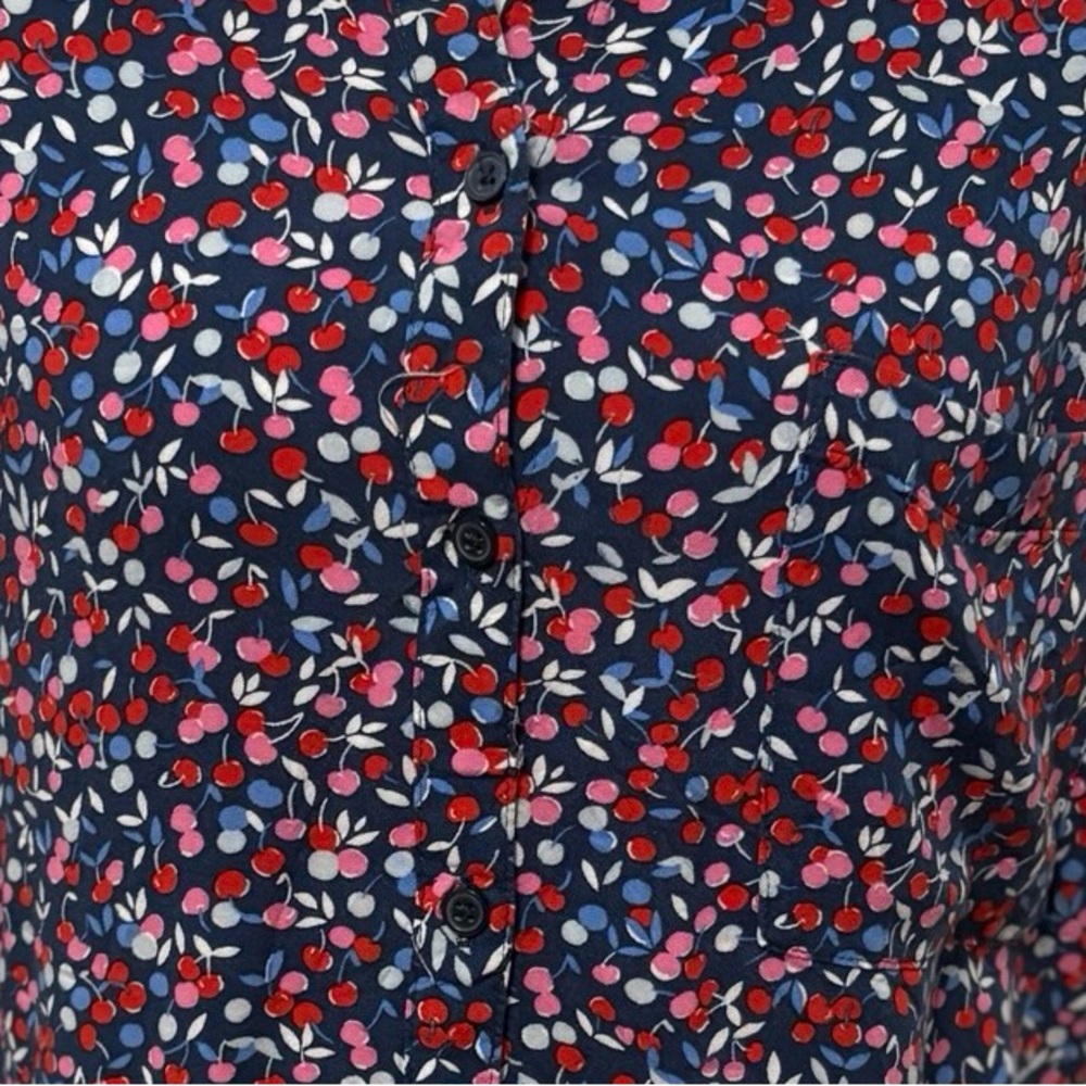 croft & barrow Navy Floral Button-Front Shirt - Picture 3 of 7